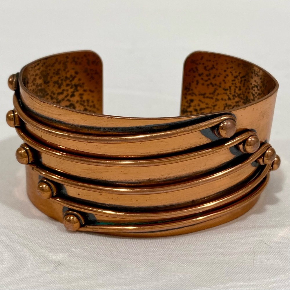 Vintage Renoir copper cuff bracelet in a modernist "Streamline" design